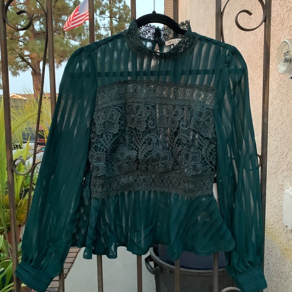 Gorgeous green sheer top - Picture 1 of 5